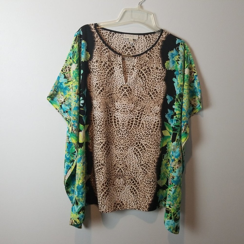 Dana Buchman leopard animal print kimono blouse Medium